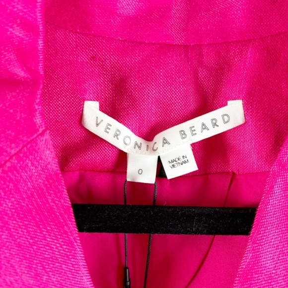 Veronica Beard Hirsh Dickey Linen Blend Double Breasted Blazer Jacket Pink 0 - Picture 3 of 8